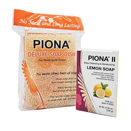 Piona II Deep Cleansing & Moisturizing Lemon Soap & Deluxe Soap Dish SET