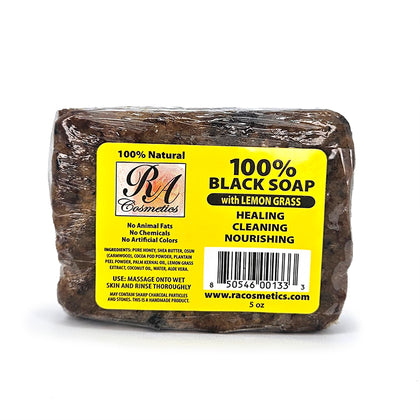 RA COSMETICS 100% African Black Soap Bar - Lemongrass