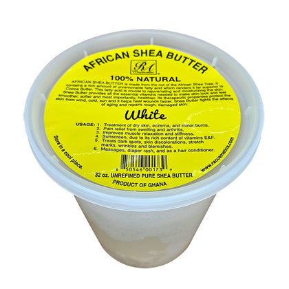 RA COSMETICS 100% Pure Shea Butter Solid - White Tub 32oz