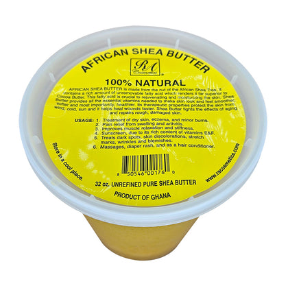 RA COSMETICS 100% Pure Shea Butter Solid - Yellow Tub 32oz